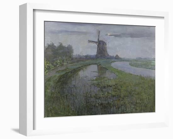 Oostzijdse Mill Along the River Gein by Moonlight, C. 1903-Piet Mondriaan-Framed Art Print