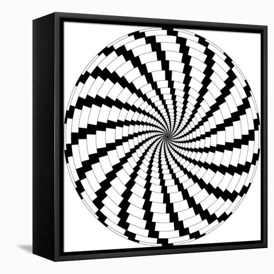 Op Art Rotating Windmills Black and White-Luis Stortini Sabor aka CVADRAT-Framed Stretched Canvas