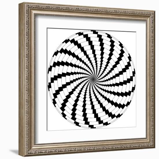 Op Art Rotating Windmills Black and White-Luis Stortini Sabor aka CVADRAT-Framed Art Print