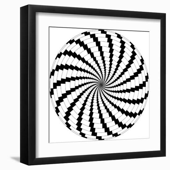 Op Art Rotating Windmills Black and White-Luis Stortini Sabor aka CVADRAT-Framed Art Print