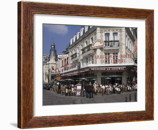 Open Air Pavement Brasserie Restaurant, Trouville, Calvados, Normandy, France-David Hughes-Framed Photographic Print