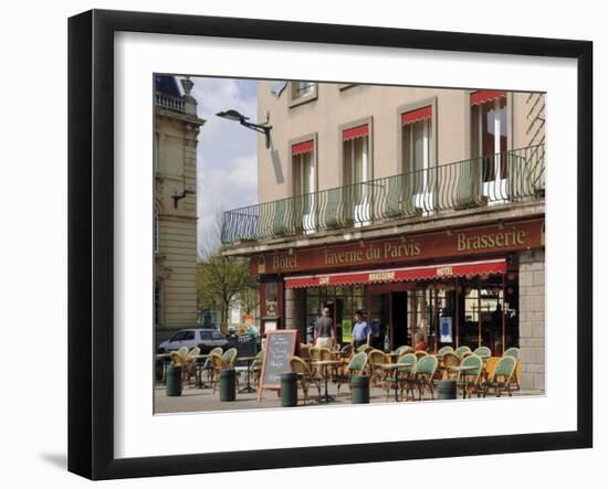 Open Air Pavement Cafe, Hotel and Brasserie, Coutances, Manche, Normandy, France-David Hughes-Framed Photographic Print