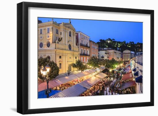 Open Air Restaurants in Cours Saleya-Amanda Hall-Framed Photographic Print