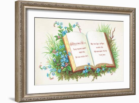 Open Book, Christmas Card-English School-Framed Giclee Print