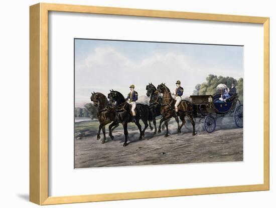 Open Carriage Drawn by Four Horses, 1863, by Guerard, France, 19th Century-null-Framed Giclee Print