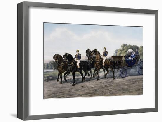 Open Carriage Drawn by Four Horses, 1863, by Guerard, France, 19th Century-null-Framed Giclee Print