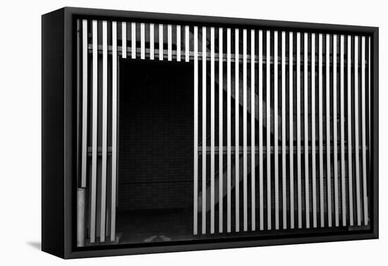 Open Door and Grill Wall in Monochrome-SNEHITDESIGN-Framed Premier Image Canvas