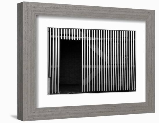 Open Door and Grill Wall in Monochrome-SNEHITDESIGN-Framed Photographic Print