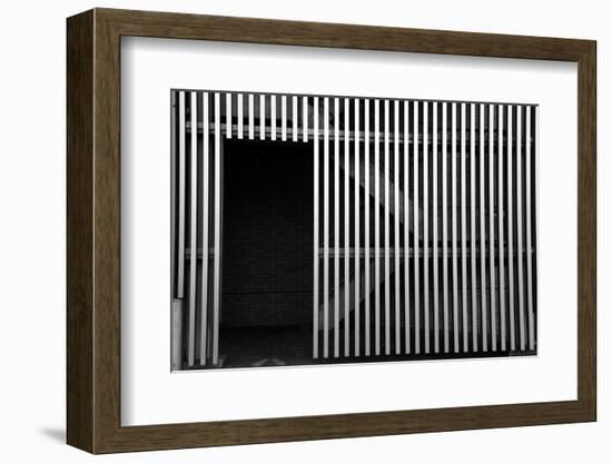 Open Door and Grill Wall in Monochrome-SNEHITDESIGN-Framed Photographic Print