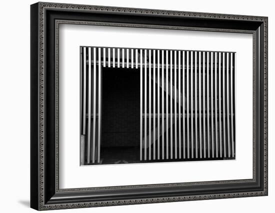 Open Door and Grill Wall in Monochrome-SNEHITDESIGN-Framed Photographic Print