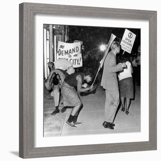 Open Housing Demonstrators Attacked in Chicago-null-Framed Photo