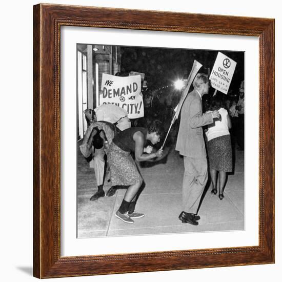 Open Housing Demonstrators Attacked in Chicago--Framed Photo