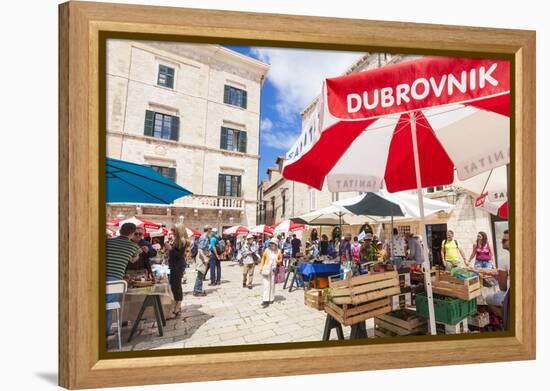 Open market in Gundulic Square, Dubrovnik Old Town, Dubrovnik, Dalmatian Coast, Croatia, Europe-Neale Clark-Framed Premier Image Canvas