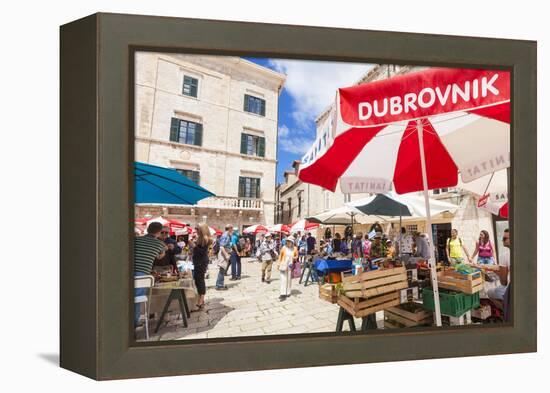 Open market in Gundulic Square, Dubrovnik Old Town, Dubrovnik, Dalmatian Coast, Croatia, Europe-Neale Clark-Framed Premier Image Canvas