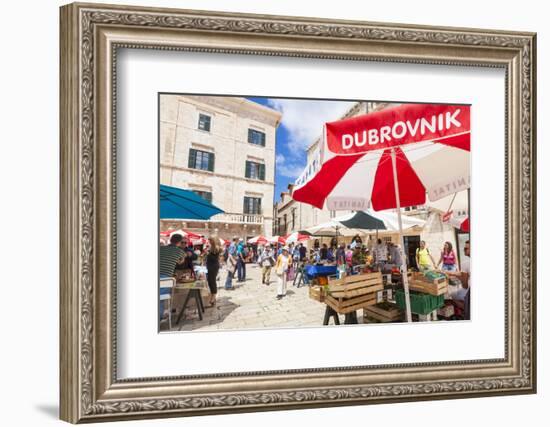 Open market in Gundulic Square, Dubrovnik Old Town, Dubrovnik, Dalmatian Coast, Croatia, Europe-Neale Clark-Framed Photographic Print