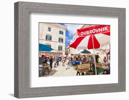 Open market in Gundulic Square, Dubrovnik Old Town, Dubrovnik, Dalmatian Coast, Croatia, Europe-Neale Clark-Framed Photographic Print