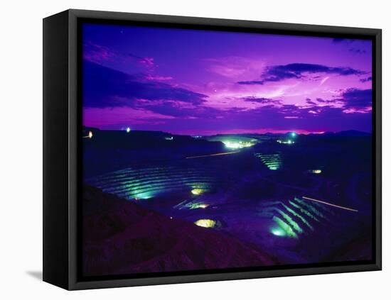 Open-Pit Mining Site at Copper Mine at Night, NM-Lonnie Duka-Framed Premier Image Canvas