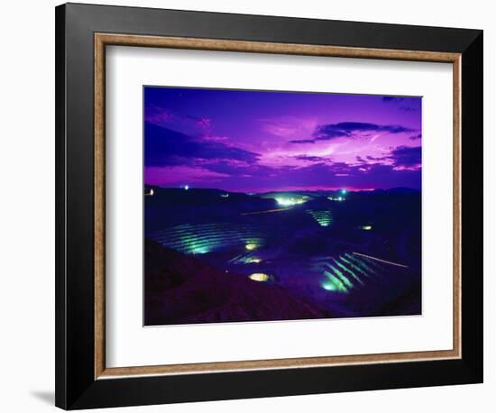 Open-Pit Mining Site at Copper Mine at Night, NM-Lonnie Duka-Framed Photographic Print