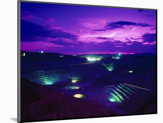 Open-Pit Mining Site at Copper Mine at Night, NM-Lonnie Duka-Mounted Photographic Print