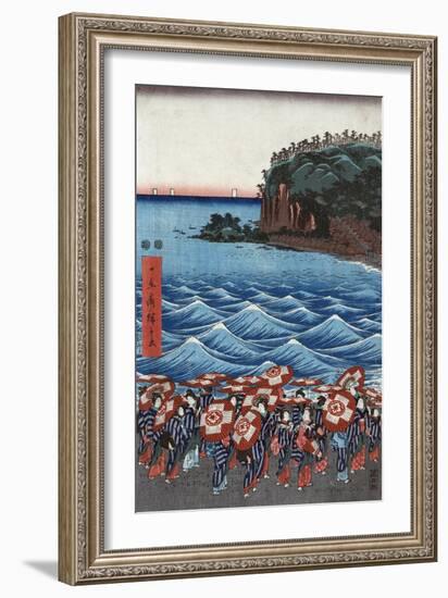 Opening Celebration of Benzaiten Shrine at Enoshima in Soshu-Ando Hiroshige-Framed Premium Giclee Print