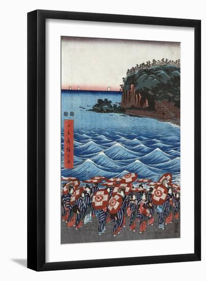 Opening Celebration of Benzaiten Shrine at Enoshima in Soshu-Ando Hiroshige-Framed Premium Giclee Print