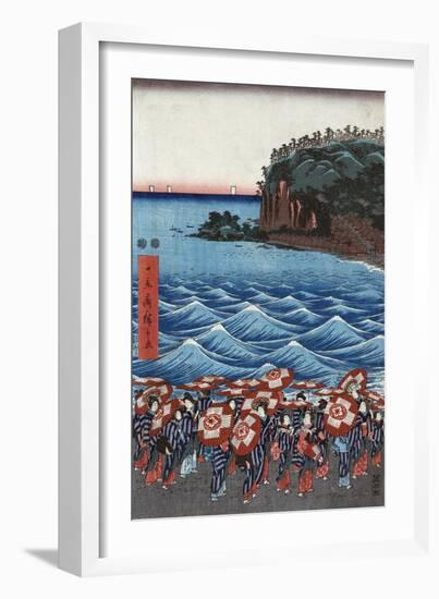 Opening Celebration of Benzaiten Shrine at Enoshima in Soshu-Ando Hiroshige-Framed Premium Giclee Print