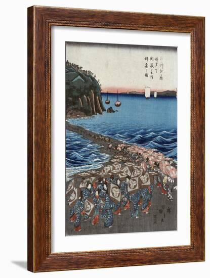 Opening Celebration of Benzaiten Shrine at Enoshima in Soshu-Ando Hiroshige-Framed Giclee Print