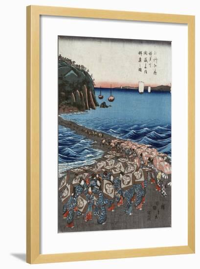 Opening Celebration of Benzaiten Shrine at Enoshima in Soshu-Ando Hiroshige-Framed Giclee Print