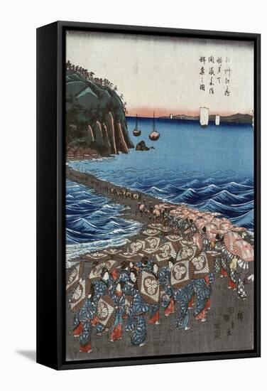 Opening Celebration of Benzaiten Shrine at Enoshima in Soshu-Ando Hiroshige-Framed Premier Image Canvas