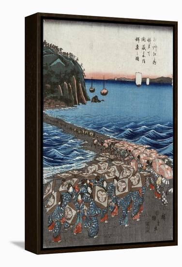 Opening Celebration of Benzaiten Shrine at Enoshima in Soshu-Ando Hiroshige-Framed Premier Image Canvas