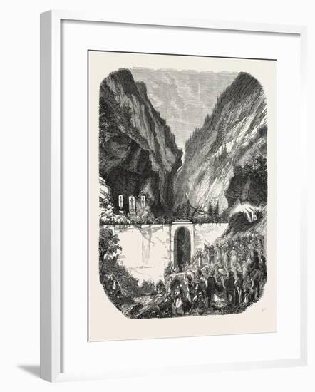 Opening Ceremony of the New Road Bridge Queyras (Hautes-Alpes), France. 1855-null-Framed Giclee Print