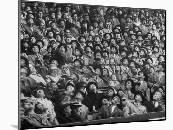 Opening Day of Baseball, Crowd Watching as Ball Flies Overhead-Francis Miller-Mounted Photographic Print