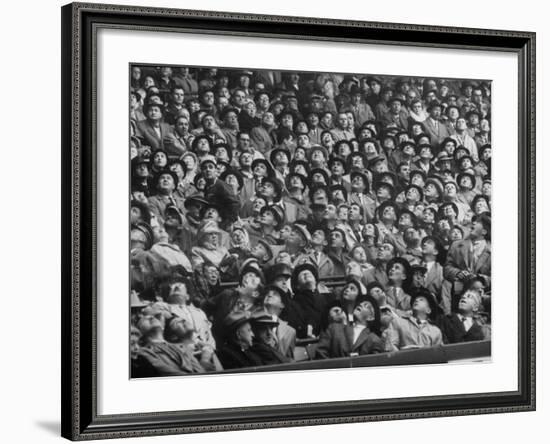 Opening Day of Baseball, Crowd Watching as Ball Flies Overhead-Francis Miller-Framed Photographic Print