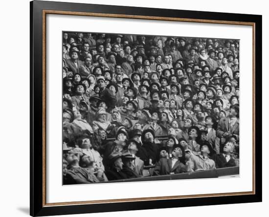 Opening Day of Baseball, Crowd Watching as Ball Flies Overhead-Francis Miller-Framed Photographic Print