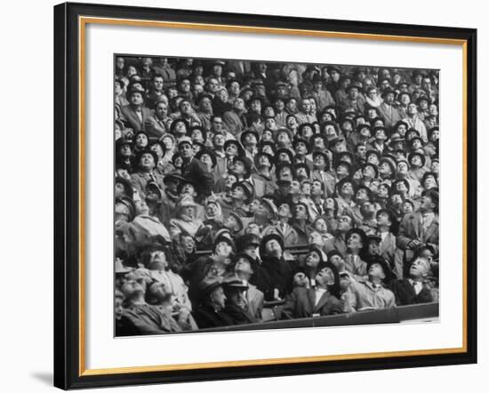 Opening Day of Baseball, Crowd Watching as Ball Flies Overhead-Francis Miller-Framed Photographic Print