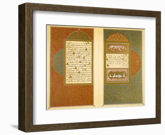 Opening Double Page Spread from an 18th Century Moorish Koran (Colour Litho)-Islamic-Framed Premium Giclee Print