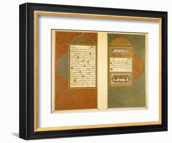 Opening Double Page Spread from an 18th Century Moorish Koran (Colour Litho)-Islamic-Framed Premium Giclee Print