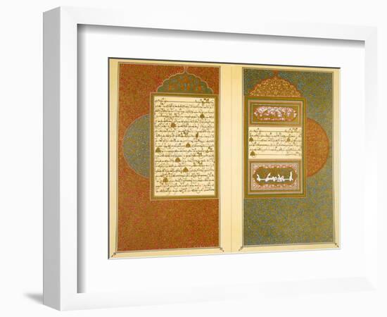 Opening Double Page Spread from an 18th Century Moorish Koran (Colour Litho)-Islamic-Framed Giclee Print