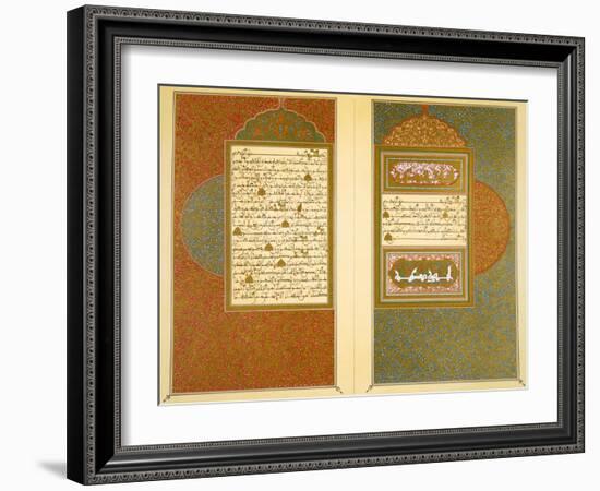 Opening Double Page Spread from an 18th Century Moorish Koran (Colour Litho)-Islamic-Framed Giclee Print