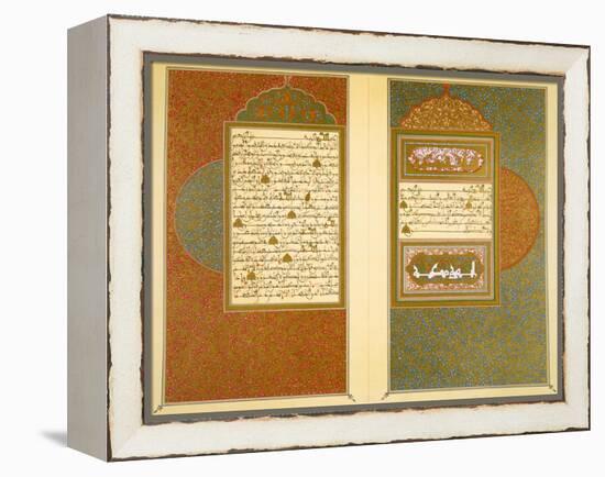 Opening Double Page Spread from an 18th Century Moorish Koran (Colour Litho)-Islamic-Framed Premier Image Canvas
