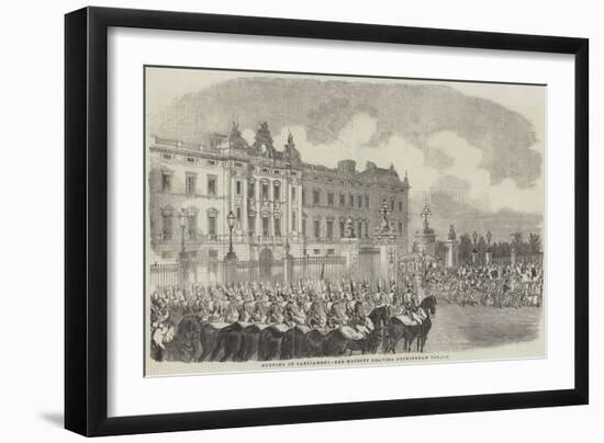 Opening of Parliament, Her Majesty Leaving Buckingham Palace-null-Framed Giclee Print