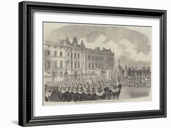 Opening of Parliament, Her Majesty Leaving Buckingham Palace-null-Framed Giclee Print