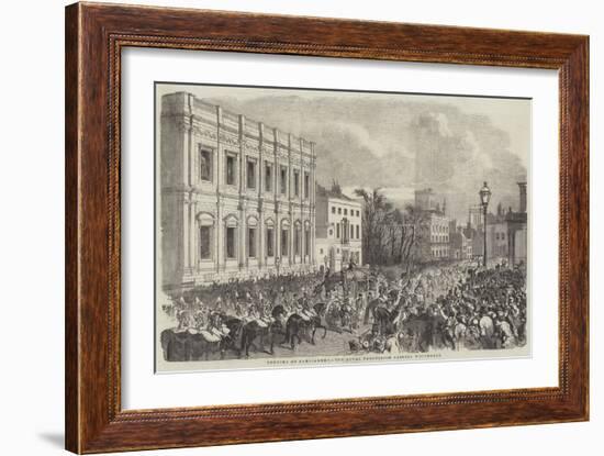 Opening of Parliament, the Royal Procession Passing Whitehall-null-Framed Giclee Print