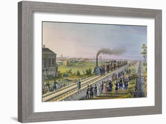 Opening of the First Railway Line from St. Petersburg to Pavlovsk in 1837-null-Framed Giclee Print
