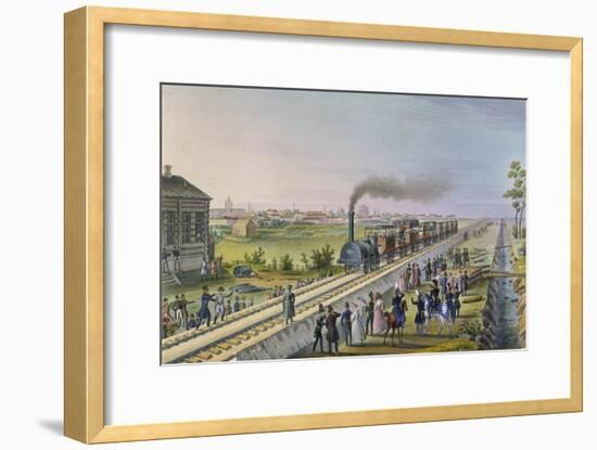 Opening of the First Railway Line from St. Petersburg to Pavlovsk in 1837-null-Framed Giclee Print