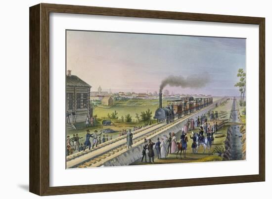 Opening of the First Railway Line from St. Petersburg to Pavlovsk in 1837-null-Framed Giclee Print