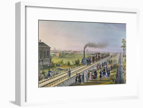 Opening of the First Railway Line from St. Petersburg to Pavlovsk in 1837-null-Framed Giclee Print