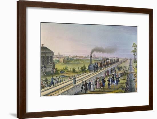 Opening of the First Railway Line from St. Petersburg to Pavlovsk in 1837-null-Framed Giclee Print