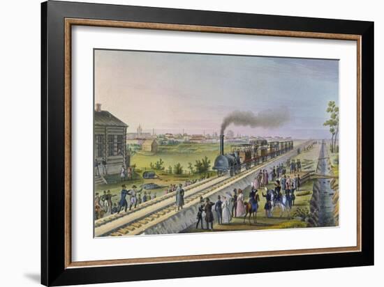 Opening of the First Railway Line from St. Petersburg to Pavlovsk in 1837-null-Framed Giclee Print