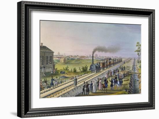 Opening of the First Railway Line from St. Petersburg to Pavlovsk in 1837-null-Framed Giclee Print